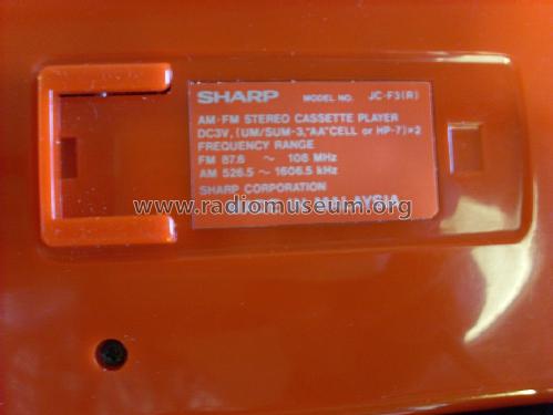 AM-FM Stereo Cassette Player JC-F3; Sharp; Osaka (ID = 1717928) Radio