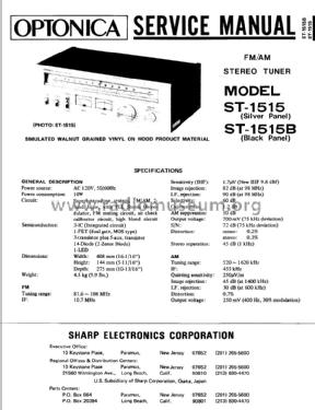 Optonica Stereo Tuner ST-1515B; Sharp; Osaka (ID = 2253329) Radio