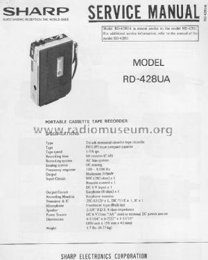 Portable Cassette Tape Recorder RD-428UA; Sharp; Osaka (ID = 1716418) Sonido-V