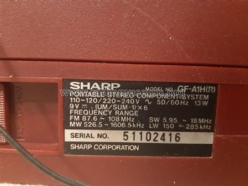 Portable stereo component system GF-A1H; Sharp; Osaka (ID = 2808862) Radio