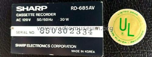 Professional Series RD-685AV; Sharp; Osaka (ID = 2597158) R-Player