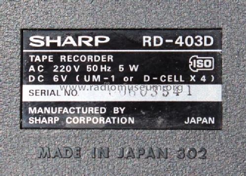 RD-403D ; Sharp; Osaka (ID = 1475194) R-Player