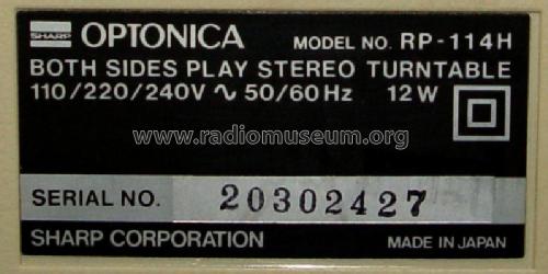 Optonica RP-114 H; Sharp; Osaka (ID = 390059) R-Player