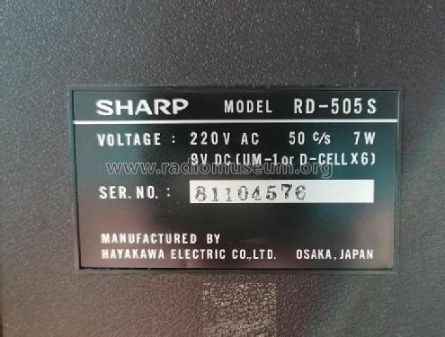 Solid State Tape Recorder RDN-505C Ch= RD 505; Sharp; Osaka (ID = 2623302) R-Player