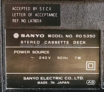 Stereo Cassette Deck RD-5350; Sanyo Electric Co. (ID = 2975501) Enrég.-R