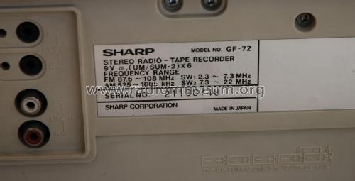 Stereo Radio Tape Recorder GF-7Z; Sharp; Osaka (ID = 2245335) Radio