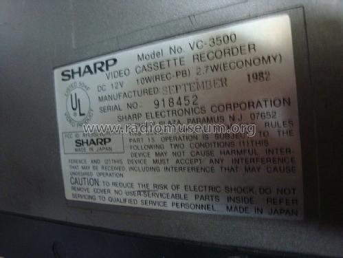 Video Cassette Recorder My Video VC-3500; Sharp; Osaka (ID = 1476597) Reg-Riprod