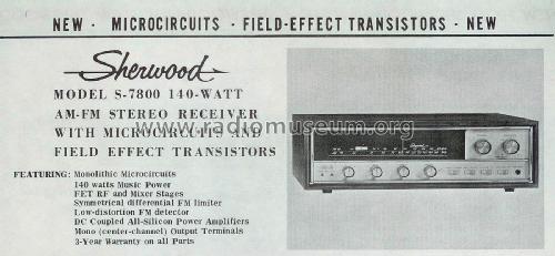 All-Silicon AM-FM Receiver S-7800; Sherwood, Chicago (ID = 1809091) Radio