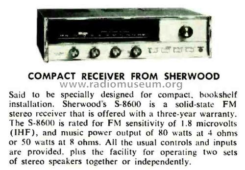 All-Silicon Solid State FM Stereo Receiver S-8600; Sherwood, Chicago (ID = 1810718) Radio