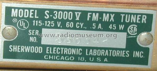 FM-MX Tuner S-3000 V ; Sherwood, Chicago (ID = 609141) Radio