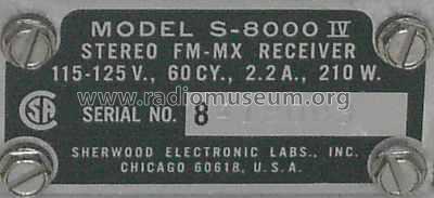 Stereo FM-MX Receiver S-8000 IV ; Sherwood, Chicago (ID = 761457) Radio