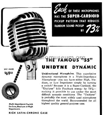Small Unidyne 55 S; Shure; Chicago, (ID = 2798657) Micrófono/PU