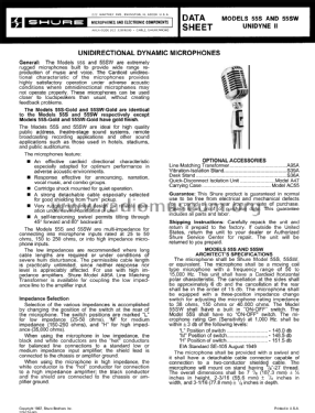 Unidyne II Dynamic Microphone 55SW; Shure; Chicago, (ID = 2699910) Micrófono/PU