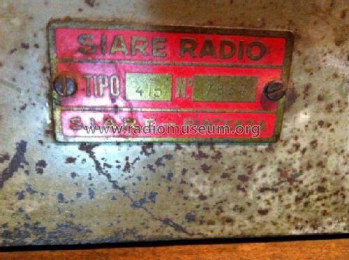415A Ch= 415; SIARE -Crosley; (ID = 1780269) Radio