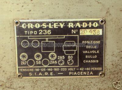 Crosley 236 ; SIARE -Crosley; (ID = 285437) Radio