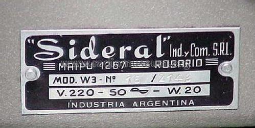 Generador AF/RF W3; Sideral; Rosario (ID = 1960057) Equipment