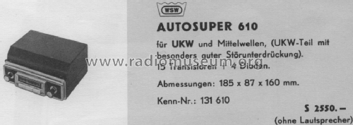 UKW-Autosuper 610 ; Siemens-Austria WSW; (ID = 30164) Car Radio
