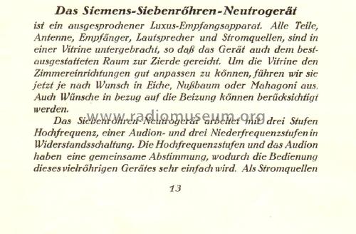 Siebenröhren-Neutrogerät - Neutrodyne-Empfänger Rfe15; Siemens & Halske, - (ID = 2919471) Radio