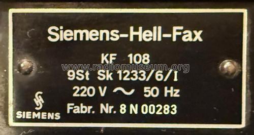Siemens-Hell-Fax KF108 9 St Sk 1233/6/I; Siemens & Halske, - (ID = 3140779) R-Player