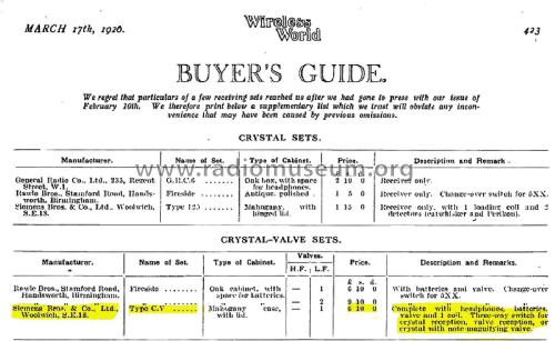 CV ; Siemens Bros.; (ID = 2655076) Detektor