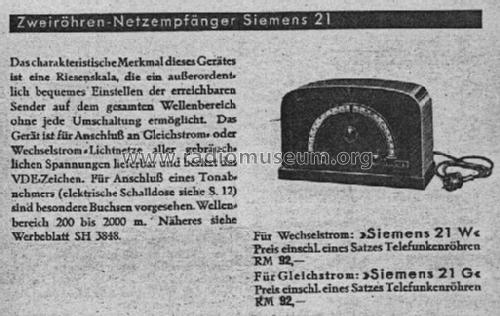 21W; Siemens & Halske, - (ID = 40886) Radio