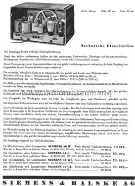 46G; Siemens & Halske, - (ID = 1258543) Radio