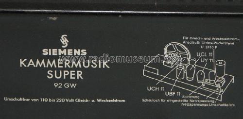 Kammermusik-Super 92GW ; Siemens & Halske, - (ID = 171329) Radio