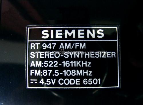 AM/FM Stereo 2 Band RT 947; Siemens & Halske, - (ID = 2122961) Radio