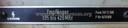 Empfänger 335 bis 420 MHz Funk 547 E 300; Siemens & Halske, - (ID = 1720360) Commercial Re