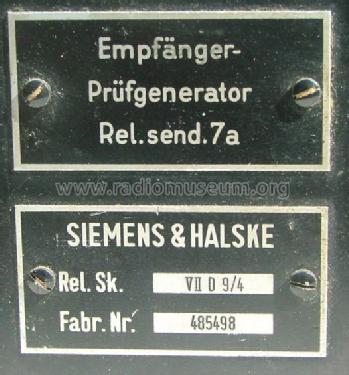 Empfänger Prüfgenerator Rel. send. 7a; Siemens & Halske, - (ID = 604745) Equipment