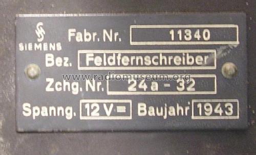 Feldfernschreiber - Telegrafentypenbildschreiber T typ 58 T Bs/24a-32 ; Siemens & Halske, - (ID = 1772184) Militare