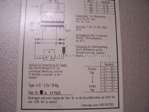 Gleichrichter G12-E24/10Wg; Siemens & Halske, - (ID = 632136) Equipment