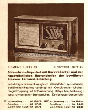 Jupiter 83GW; Siemens & Halske, - (ID = 493659) Radio