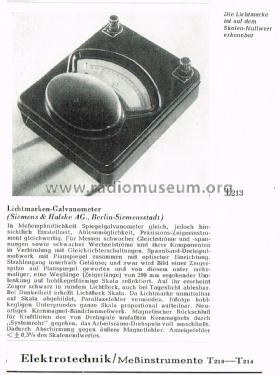 Lichtmarken-Galvanometer 1.5 mV & 30 mV; Siemens & Halske, - (ID = 2511257) Ausrüstung