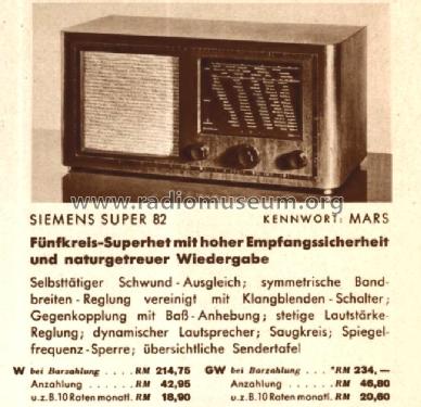 Mars 82W; Siemens & Halske, - (ID = 493657) Radio