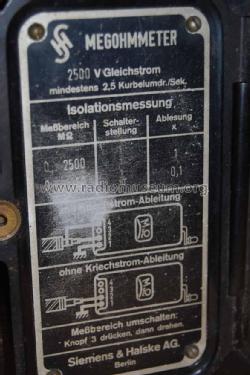 Megohmmeter ; Siemens & Halske, - (ID = 1774004) Equipment