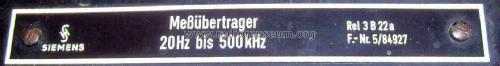 Meßübertrager 20 Hz bis 500 kHz Rel3B22a; Siemens & Halske, - (ID = 2448684) Equipment