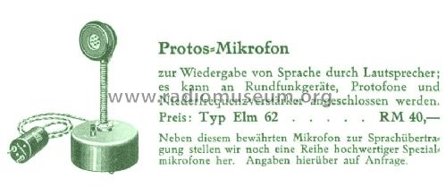 Protos-Mikrofon Elm 62; Siemens & Halske, - (ID = 1335658) Microphone/PU