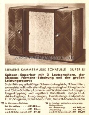 Schatulle 85W schwarz; Siemens & Halske, - (ID = 493663) Radio