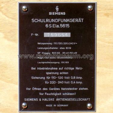 Schulrundfunkgerät 6S Ela. 5615; Siemens & Halske, - (ID = 368029) teaching
