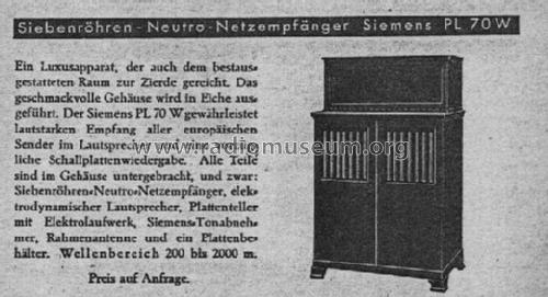 Siebenröhren-Neutrogerät PL 70/W; Siemens & Halske, - (ID = 41017) Radio