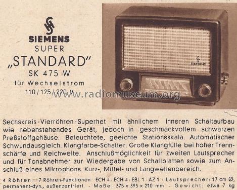 Standard-Empfänger SK475W; Siemens & Halske, - (ID = 1560558) Radio