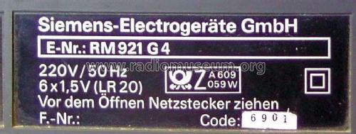 Stereo Radiorecorder RM921G4; Siemens & Halske, - (ID = 1876677) Radio