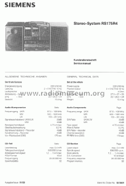Stereo System RS175R4; Siemens & Halske, - (ID = 554605) Radio
