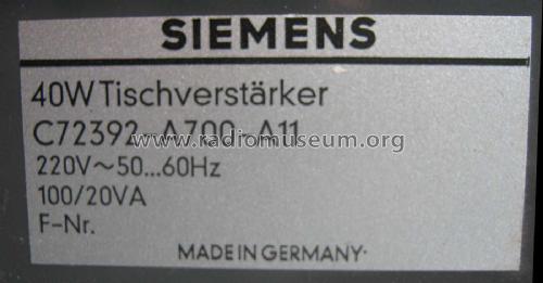 Tischverstärker C72392-A700-A11; Siemens & Halske, - (ID = 2143120) Ampl/Mixer