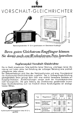 Trockengleichrichter VE Gl 4 b ; Siemens & Halske, - (ID = 1545892) Strom-V