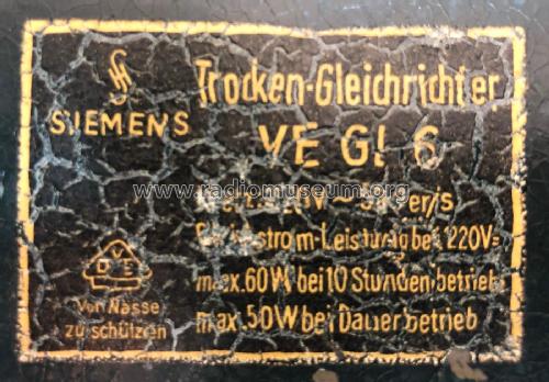 Trockengleichrichter VE Gl 6 ; Siemens & Halske, - (ID = 2518435) Power-S
