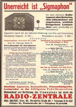 Sigmaphon ; Sigma; Wien (ID = 1006968) Radio