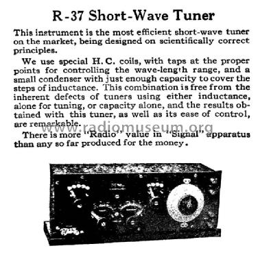 Short Wave Tuner R-37C; Signal Electric Mfg. (ID = 980919) mod-pre26