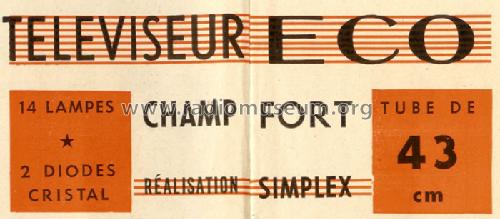 Televiseur ECO Champ Fort; Simplex, Le Matériel (ID = 447729) Television